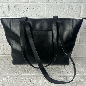 Patricia Nash Black Leather Zip Tote Shoulder Bag